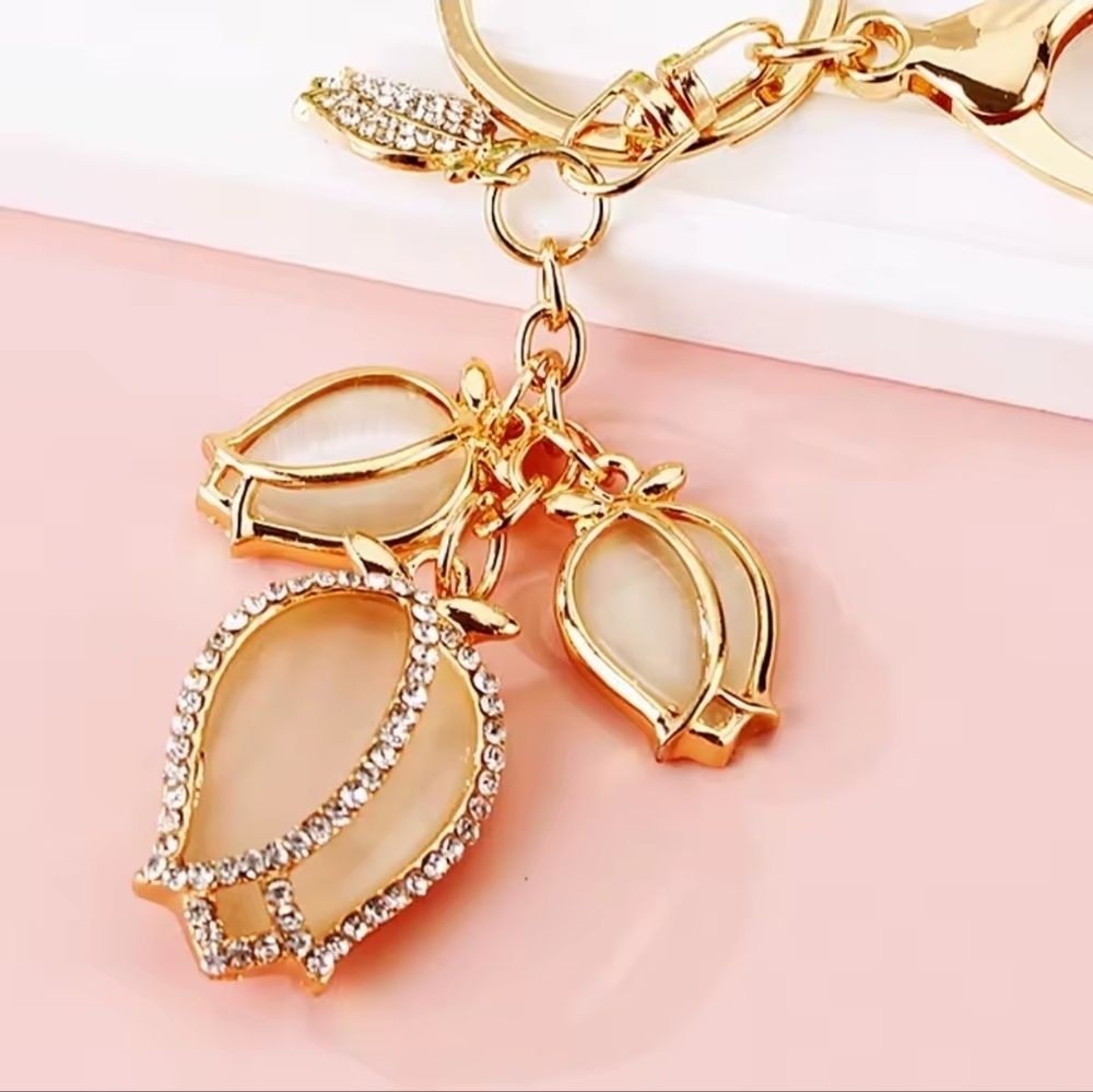 Gold and Cream Keychain